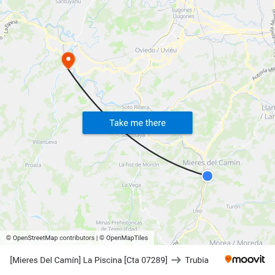 [Mieres Del Camín]  La Piscina [Cta 07289] to Trubia map