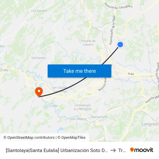 [Santolaya|Santa Eulalia]  Urbanización Soto De Llanera 2 [Cta 07297] to Trubia map