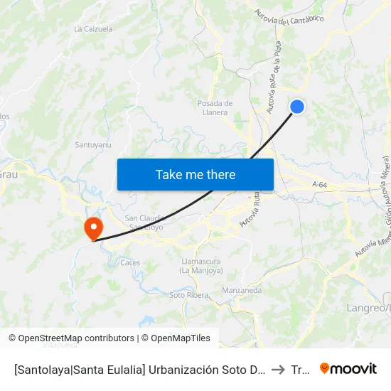 [Santolaya|Santa Eulalia]  Urbanización Soto De Llanera 4 [Cta 07299] to Trubia map