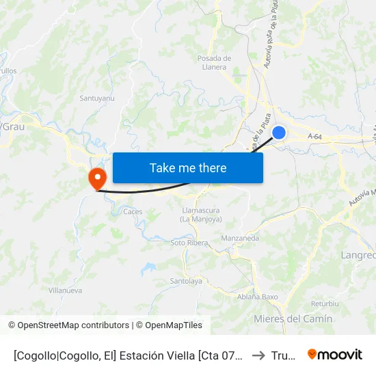 [Cogollo|Cogollo, El]  Estación Viella [Cta 07412] to Trubia map