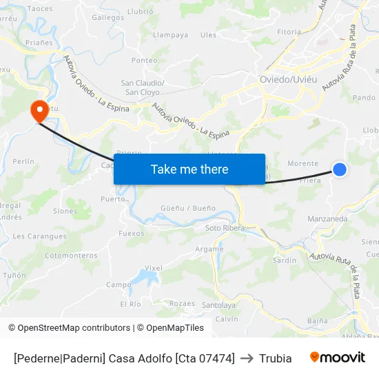 [Pederne|Paderni]  Casa Adolfo [Cta 07474] to Trubia map