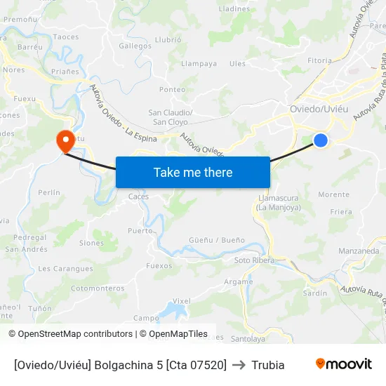 [Oviedo/Uviéu]  Bolgachina 5 [Cta 07520] to Trubia map