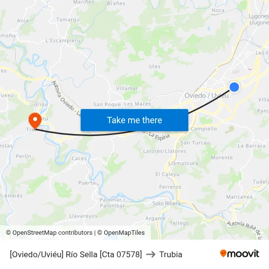 [Oviedo/Uviéu]  Río Sella [Cta 07578] to Trubia map