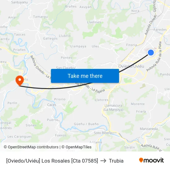 [Oviedo/Uviéu]  Los Rosales [Cta 07585] to Trubia map
