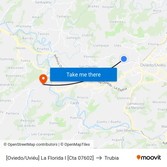 [Oviedo/Uviéu]  La Florida I [Cta 07602] to Trubia map