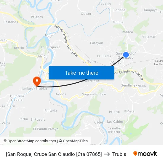 [San Roque]  Cruce San Claudio [Cta 07865] to Trubia map