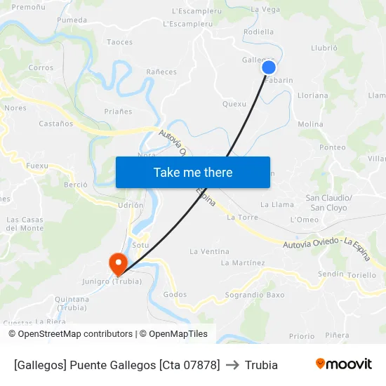 [Gallegos]  Puente Gallegos [Cta 07878] to Trubia map