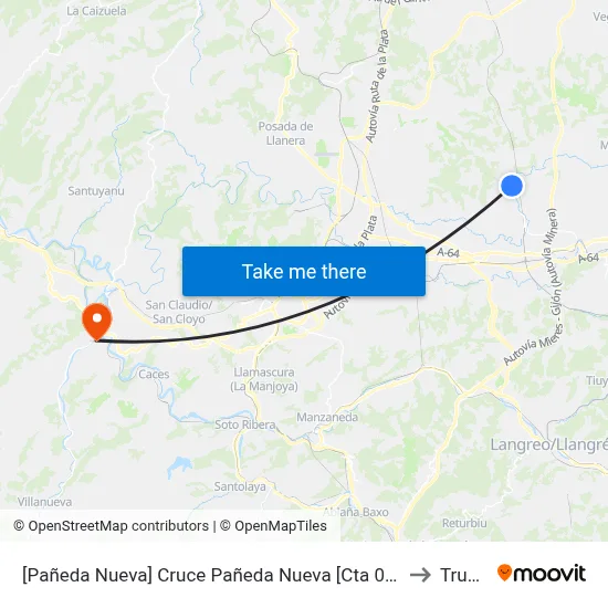 [Pañeda Nueva]  Cruce Pañeda Nueva [Cta 07992] to Trubia map