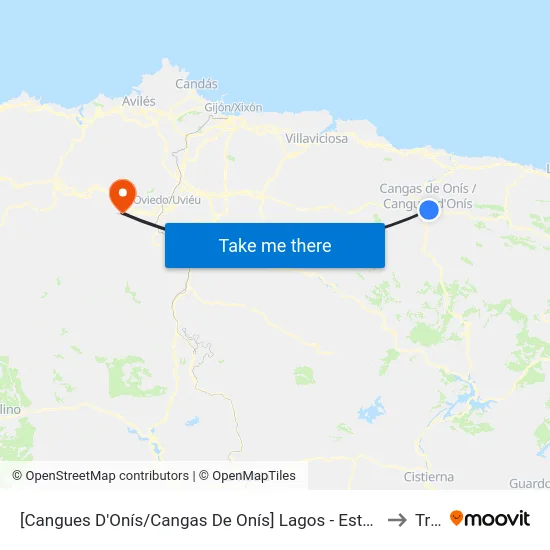 [Cangues D'Onís/Cangas De Onís]  Lagos - Estación Bus Cangas De Onís [Cta 21419] to Trubia map