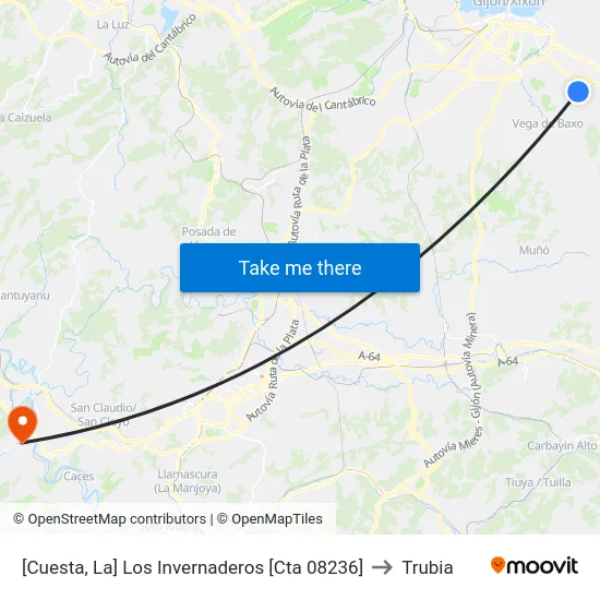 [Cuesta, La]  Los Invernaderos [Cta 08236] to Trubia map