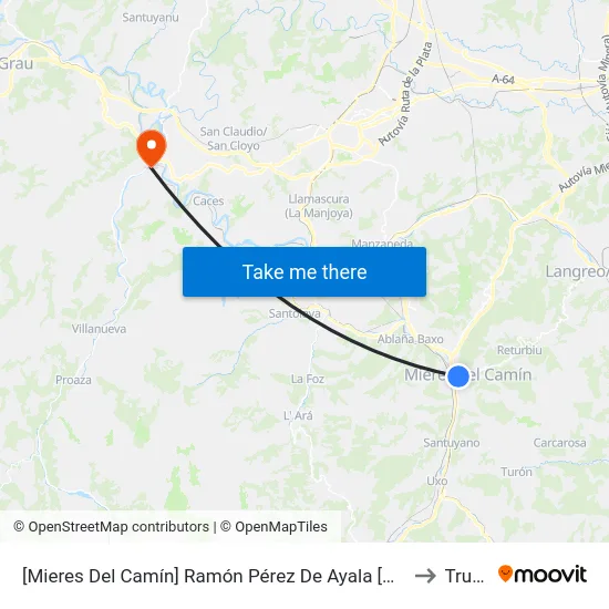 [Mieres Del Camín]  Ramón Pérez De Ayala [Cta 09002] to Trubia map