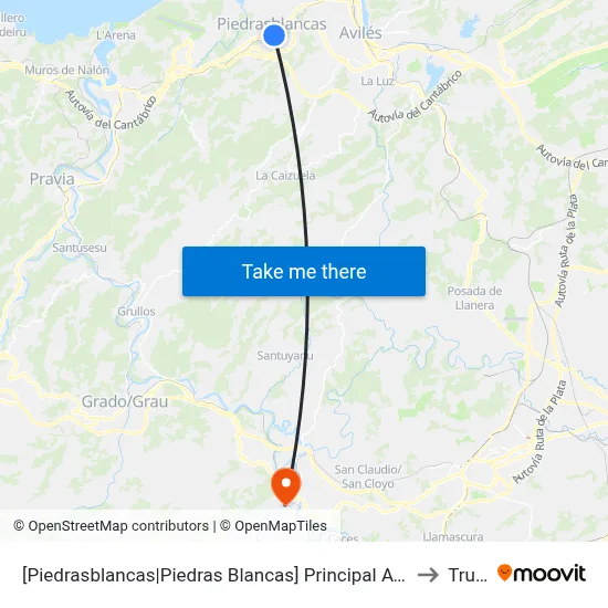 [Piedrasblancas|Piedras Blancas]  Principal Avda [Cta 09131] to Trubia map