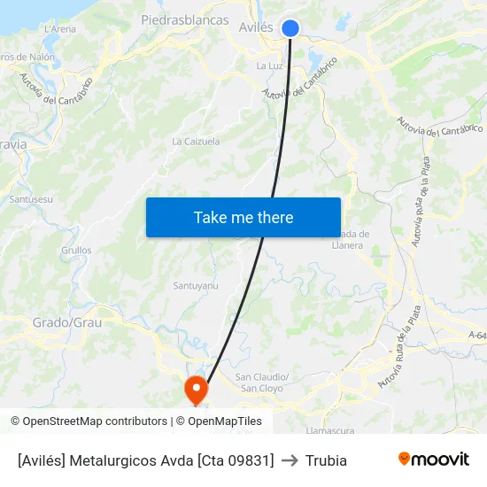 [Avilés]  Metalurgicos Avda [Cta 09831] to Trubia map