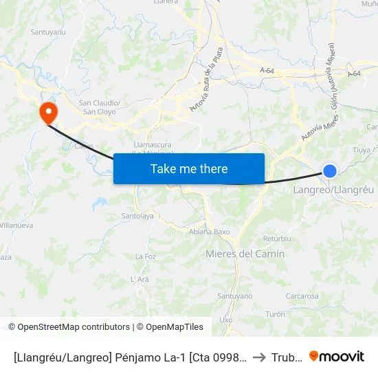 [Llangréu/Langreo]  Pénjamo La-1 [Cta 09988] to Trubia map