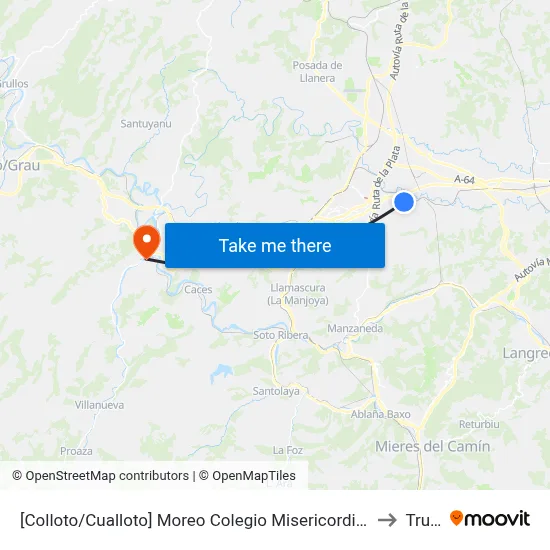 [Colloto/Cualloto]  Moreo Colegio Misericordioso [Cta 10020] to Trubia map
