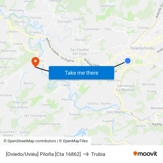 [Oviedo/Uviéu]  Piloña [Cta 16862] to Trubia map