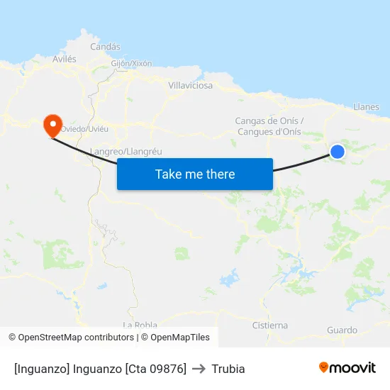 [Inguanzo]  Inguanzo [Cta 09876] to Trubia map