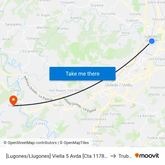 [Lugones/Llugones]  Viella 5 Avda [Cta 11780] to Trubia map