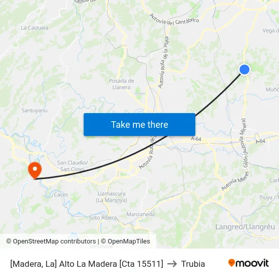 [Madera, La]  Alto La Madera [Cta 15511] to Trubia map