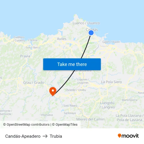 Candás-Apeadero to Trubia map