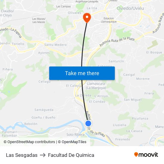 Las Sesgadas to Facultad De Química map