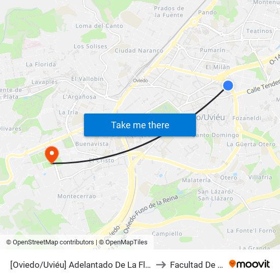 [Oviedo/Uviéu]  Adelantado De La Florida [Cta 12667] to Facultad De Química map