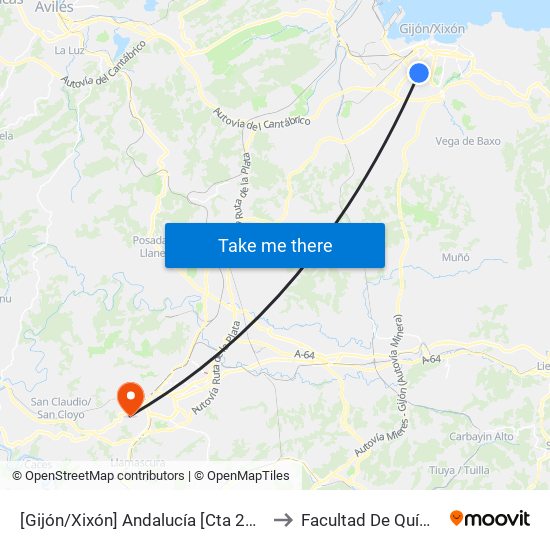 [Gijón/Xixón]  Andalucía [Cta 21141] to Facultad De Química map