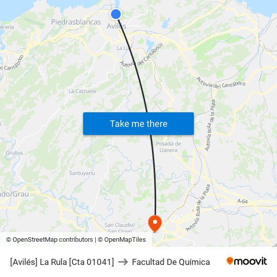 [Avilés]  La Rula [Cta 01041] to Facultad De Química map