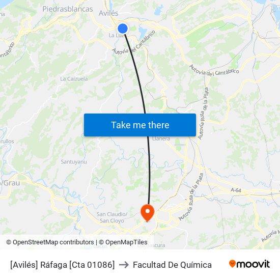 [Avilés]  Ráfaga [Cta 01086] to Facultad De Química map