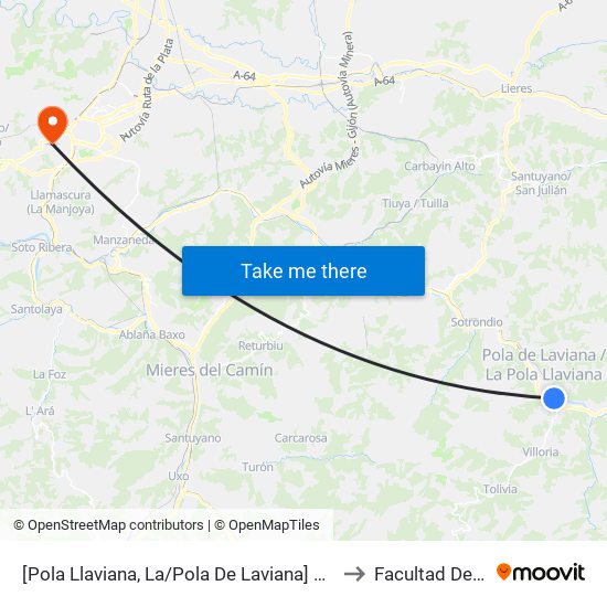 [Pola Llaviana, La/Pola De Laviana]  Solavega [Cta 01292] to Facultad De Química map