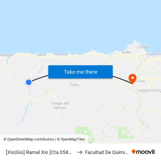 [Xío|Gío]  Ramal Xío [Cta 05866] to Facultad De Química map
