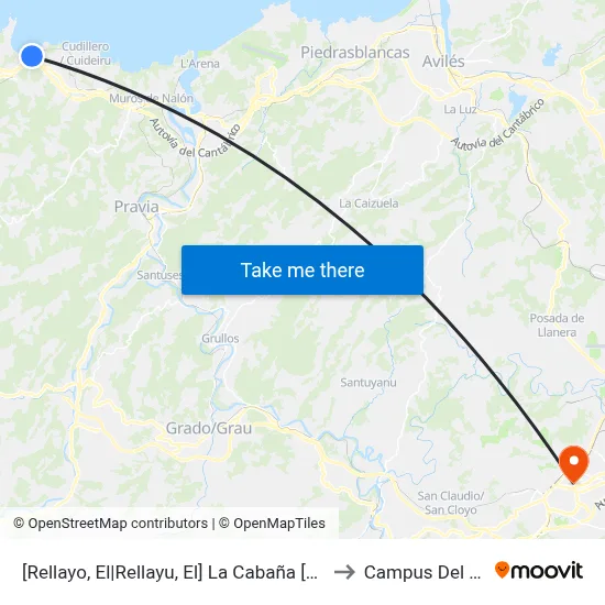 [Rellayo, El|Rellayu, El]  La Cabaña [Cta 17161] to Campus Del Milán map
