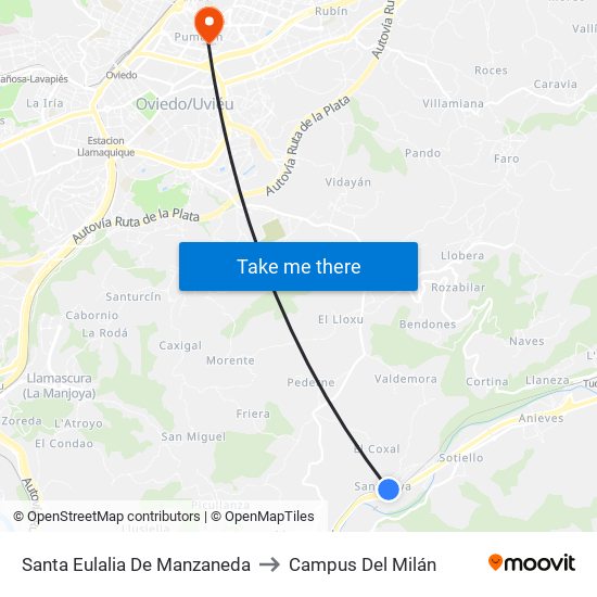 Santa Eulalia De Manzaneda to Campus Del Milán map