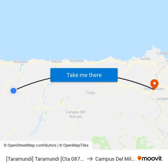 [Taramundi]  Taramundi [Cta 08770] to Campus Del Milán map
