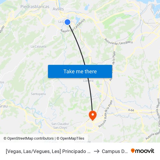 [Vegas, Las/Vegues, Les]  Principado 36 Avda [Cta 01082] to Campus Del Milán map