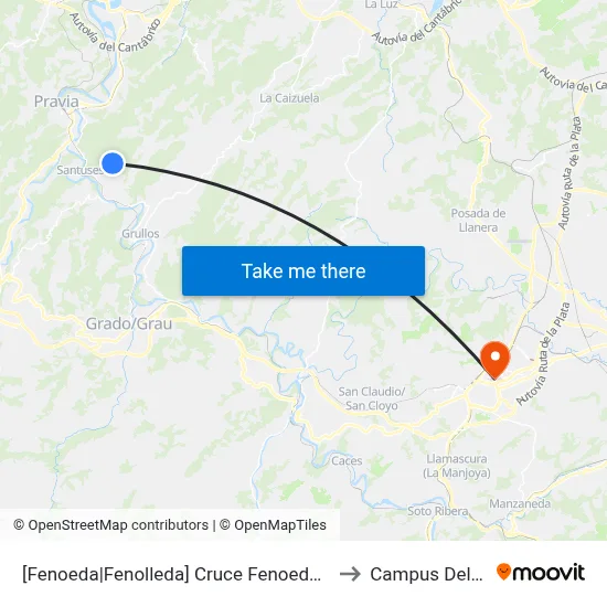 [Fenoeda|Fenolleda]  Cruce Fenoeda [Cta 00058] to Campus Del Milán map
