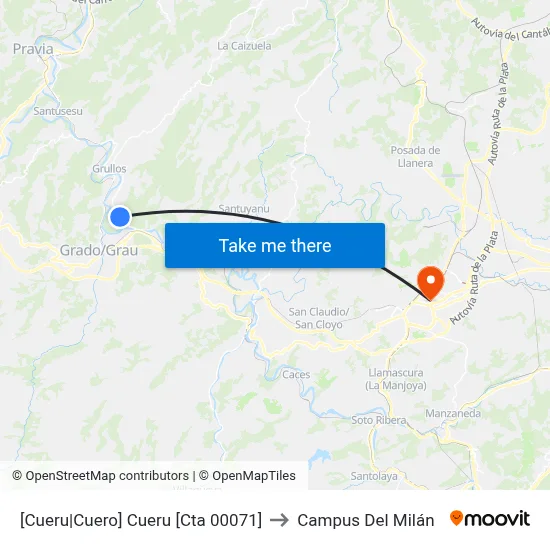 [Cueru|Cuero]  Cueru [Cta 00071] to Campus Del Milán map