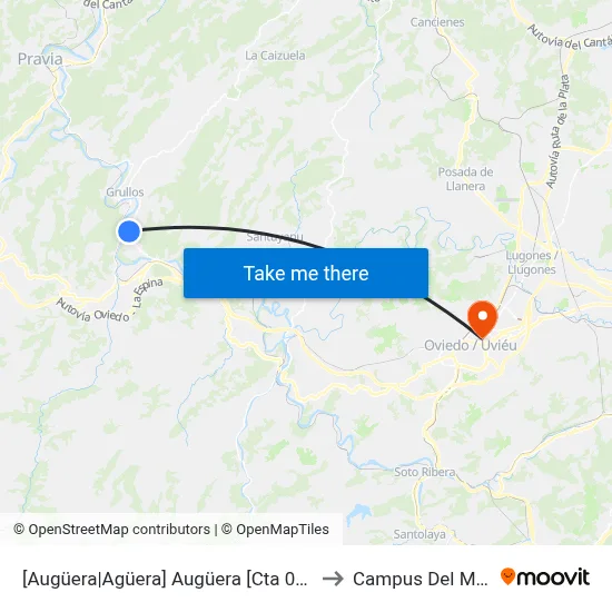 [Augüera|Agüera]  Augüera [Cta 00073] to Campus Del Milán map