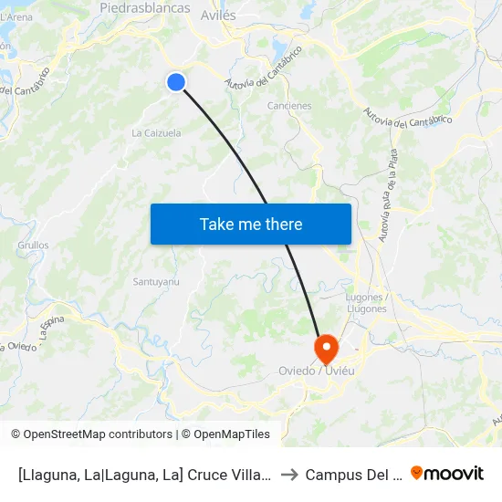 [Llaguna, La|Laguna, La]  Cruce Villa [Cta 00125] to Campus Del Milán map