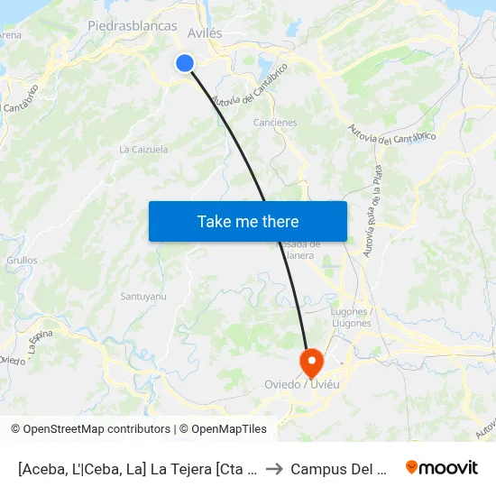 [Aceba, L'|Ceba, La]  La Tejera [Cta 00137] to Campus Del Milán map