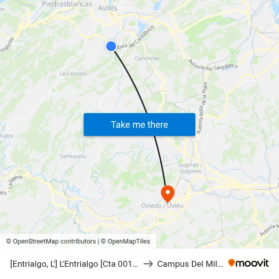 [Entrialgo, L']  L'Entrialgo [Cta 00186] to Campus Del Milán map