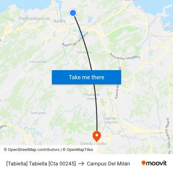 [Tabiella]  Tabiella [Cta 00245] to Campus Del Milán map