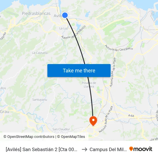 [Avilés]  San Sebastián 2 [Cta 00247] to Campus Del Milán map
