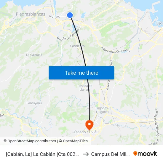 [Cabián, La]  La Cabián [Cta 00259] to Campus Del Milán map