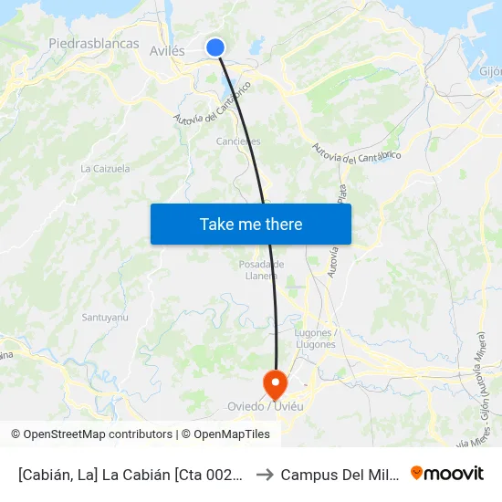 [Cabián, La]  La Cabián [Cta 00260] to Campus Del Milán map