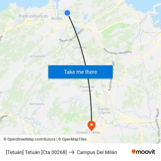 [Tetuán]  Tetuán [Cta 00268] to Campus Del Milán map