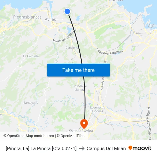 [Piñera, La]  La Piñera [Cta 00271] to Campus Del Milán map