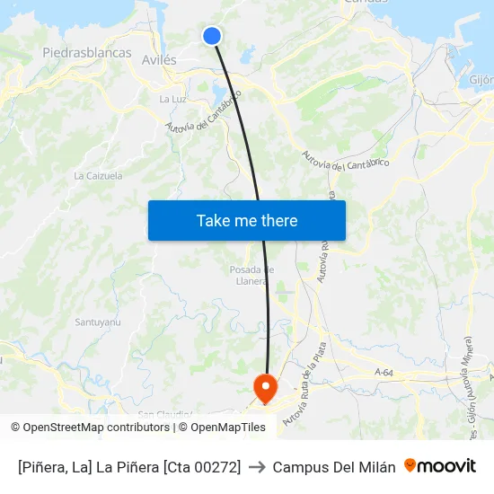[Piñera, La]  La Piñera [Cta 00272] to Campus Del Milán map