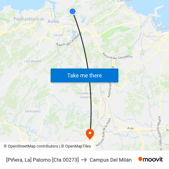 [Piñera, La]  Palomo [Cta 00273] to Campus Del Milán map