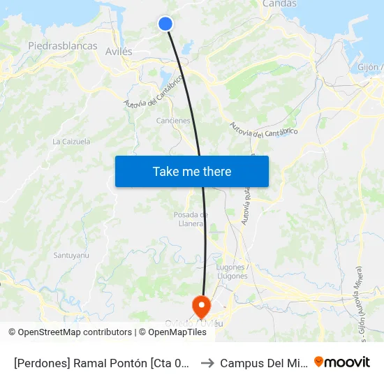 [Perdones]  Ramal Pontón [Cta 00275] to Campus Del Milán map